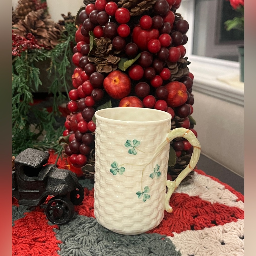 Belleek Shamrock Ireland Basketweave Tea/Coffee Cup